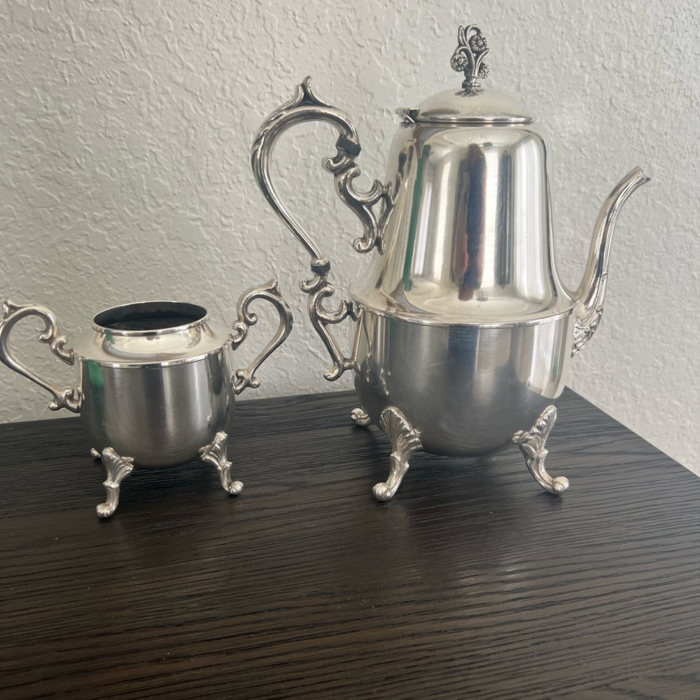 Vintage Footed Sliver Coffee pot/Tea pot and sugar creamer